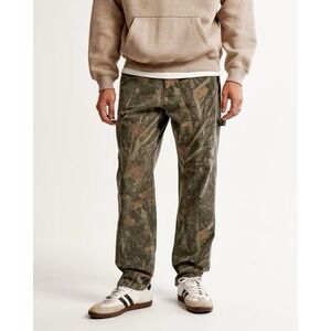 Abercrombie‎ & Fitch Men's Loose Workwear Pant Olive Green Camo Size 28 X 28 NEW